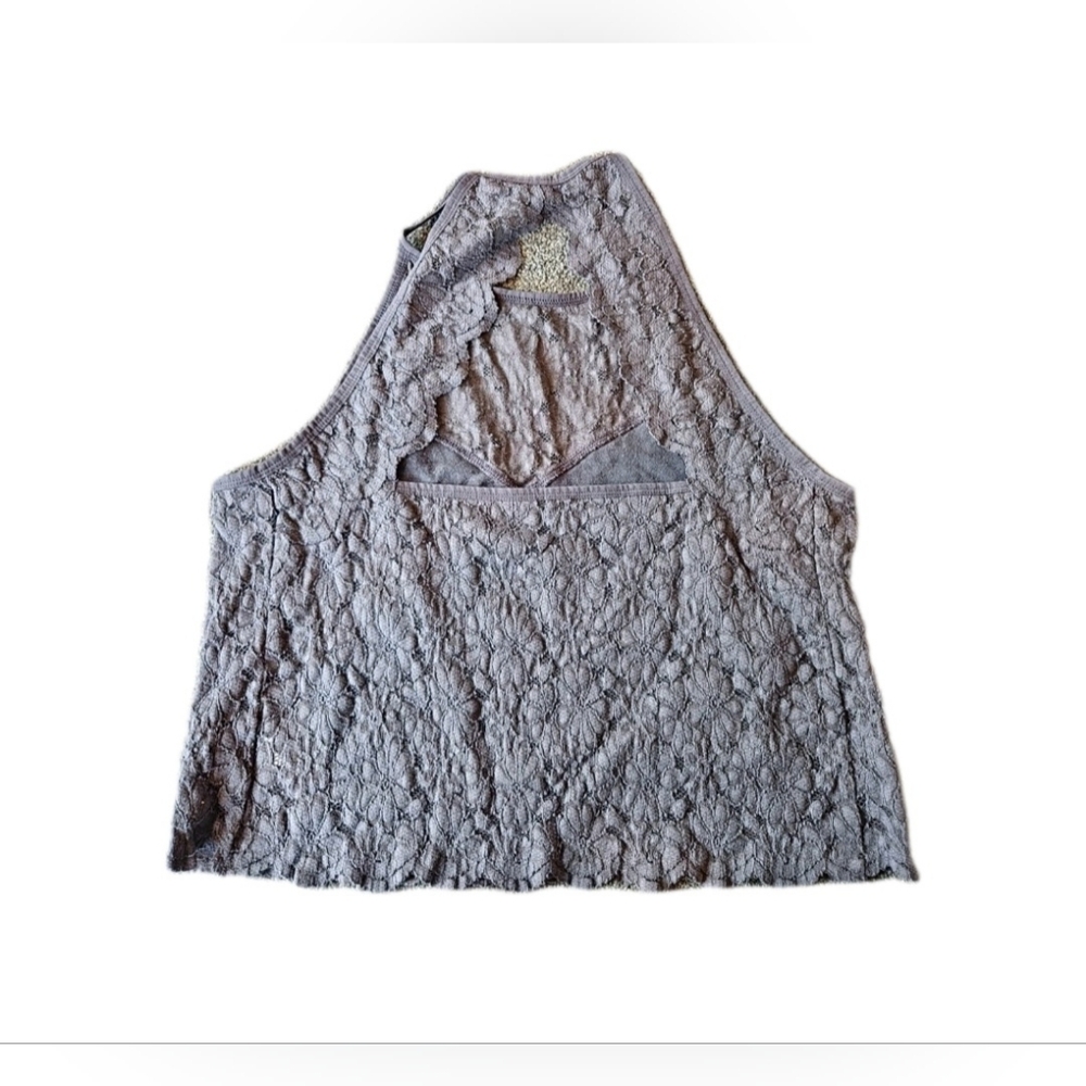 American Eagle Lace Cropped Cami Tank Top Size Xxl 2xl Dark Romantic Fairy‎ Gray - Picture 4 of 6
